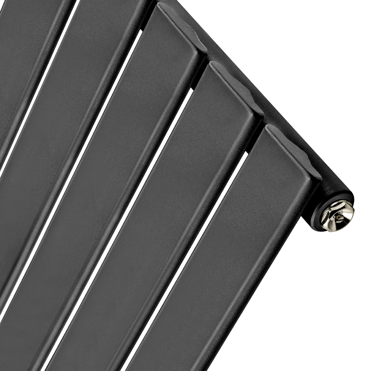 1600 x 280mm Black Single Flat Panel Vertical Radiator 