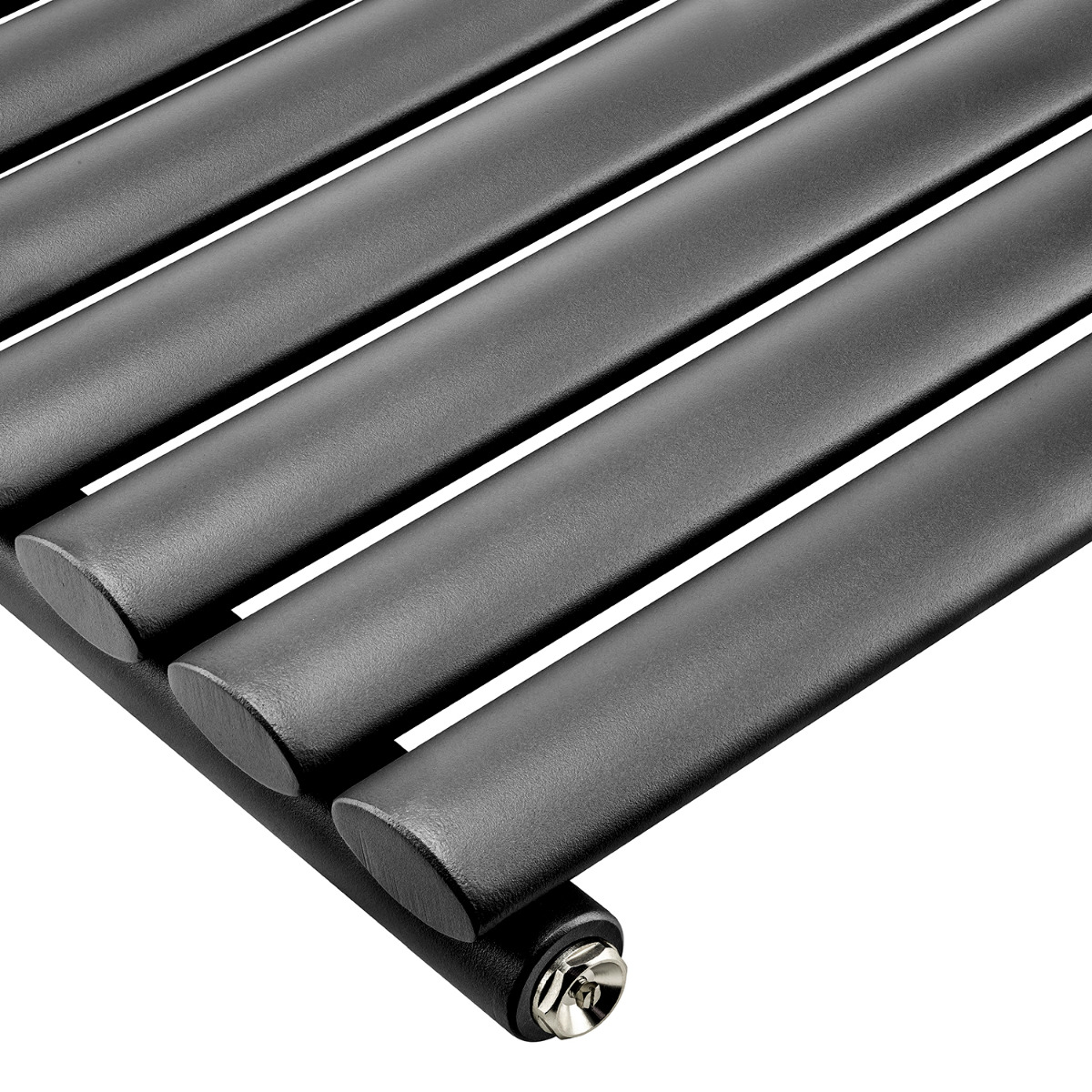 236mm x 1780mm Black Single Oval Tube Horizontal / Landscape Radiator 