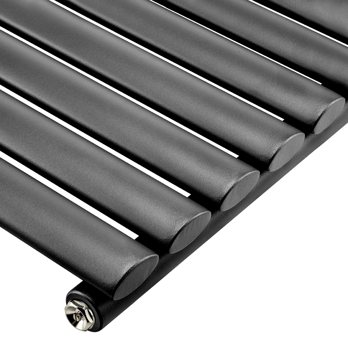 236mm x 1780mm Black Single Oval Tube Horizontal / Landscape Radiator 