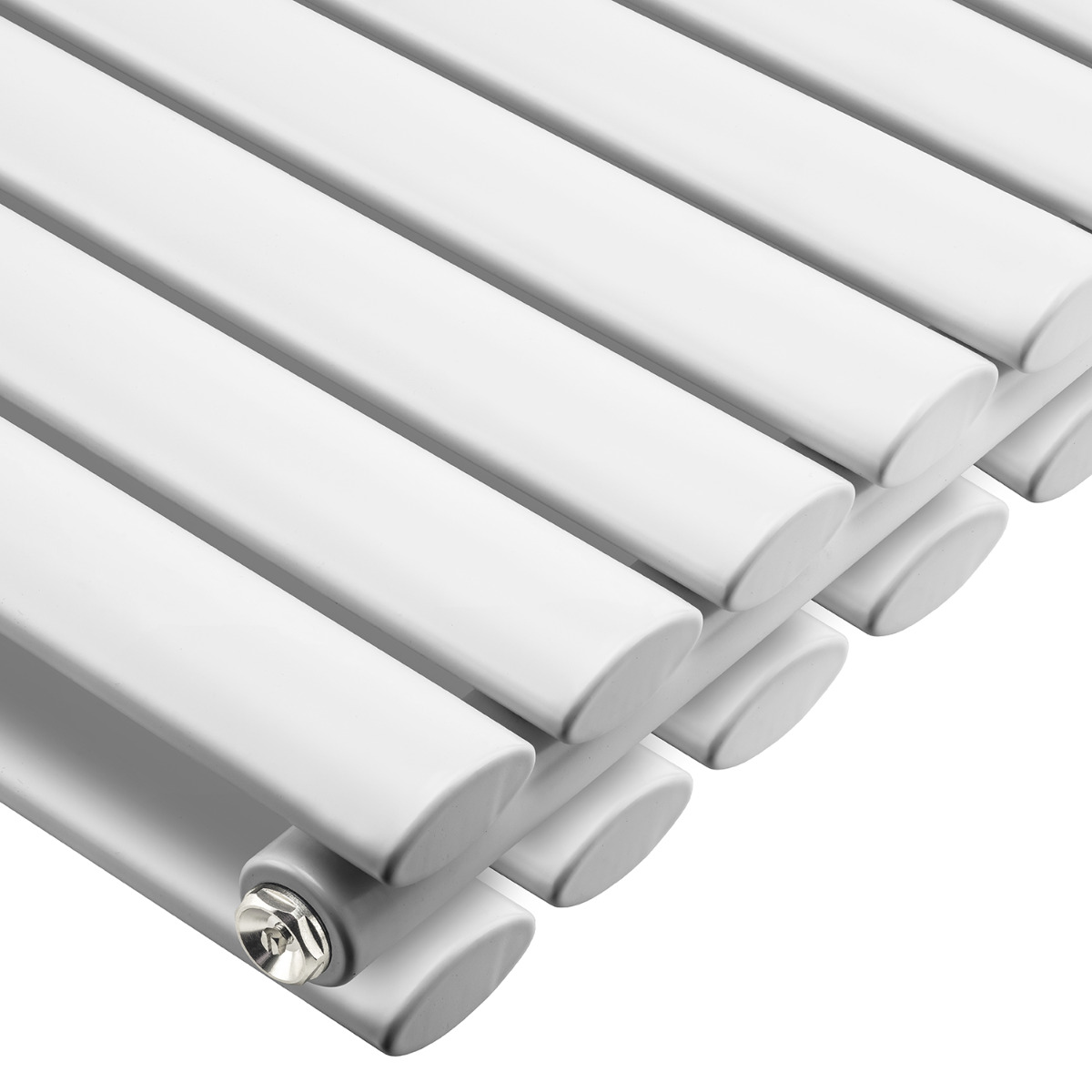 236mm x 1780mm White Double Oval Tube Horizontal / Landscape Radiator 