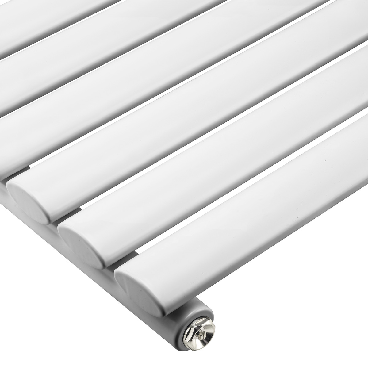 400 x 595mm White Single Oval Tube Horizontal Radiator 