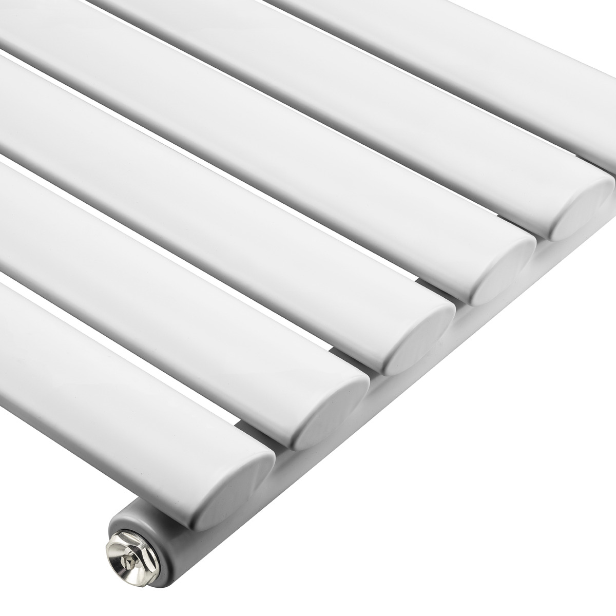 635 x 595mm White Single Oval Tube Horizontal Radiator 