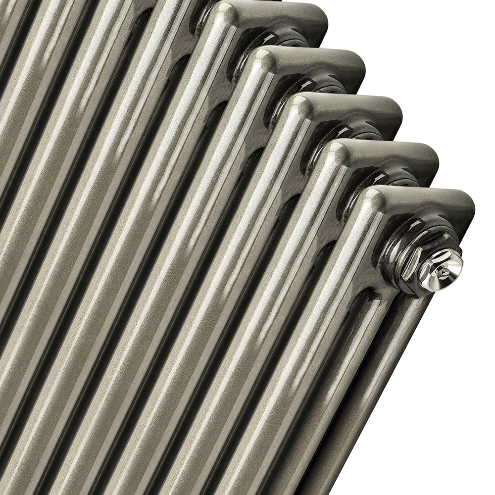 1800 x 383mm Raw Metal Lacquered Vertical Traditional 3 Column Radiator