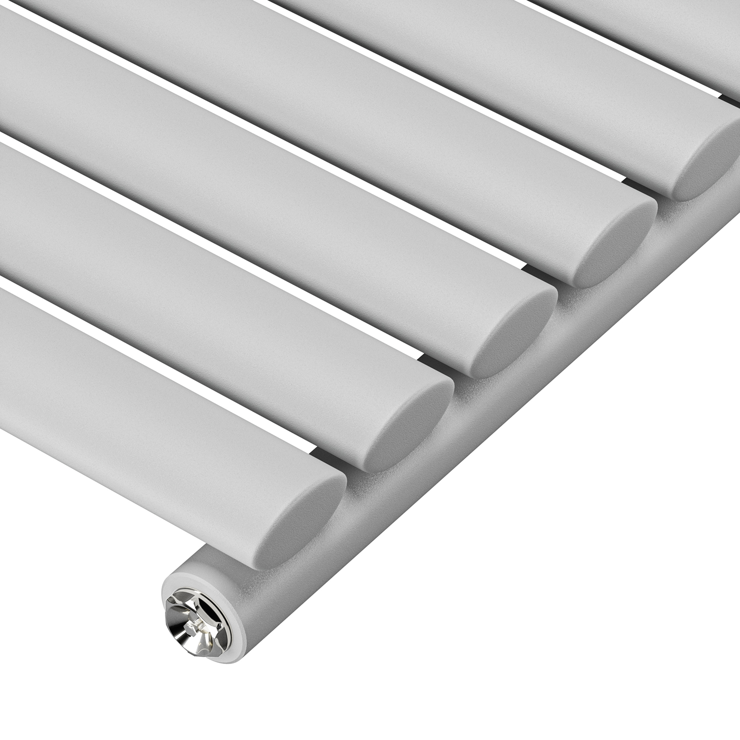 635 x 415mm Feather Grey Single Oval Tube Horizontal Radiator