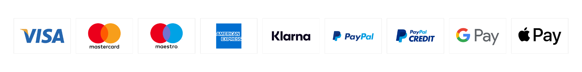 We accept Visa, MasterCard, American Express, Stripe, Amazon, Sage, and Paypal